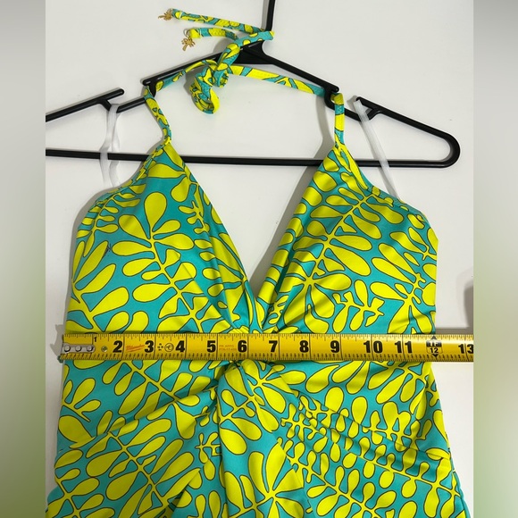 Trina Turk Trellis Twist Plunge One Piece Swimsuit Size 10 - Picture 13 of 16